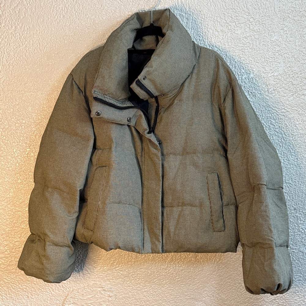SHEIN Khaki Cropped Puffer Jacket